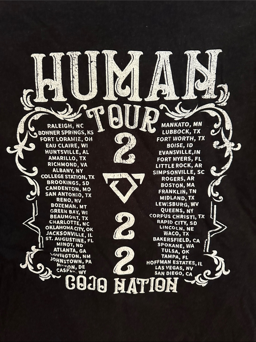 Cody Johnson Human Tour 2022 cojo nation Graphic Tee *small flaws